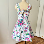 1990s STEPPIN' OUT Cotton Floral Dress-Tie Back Floral Swing Dress Rockabilly