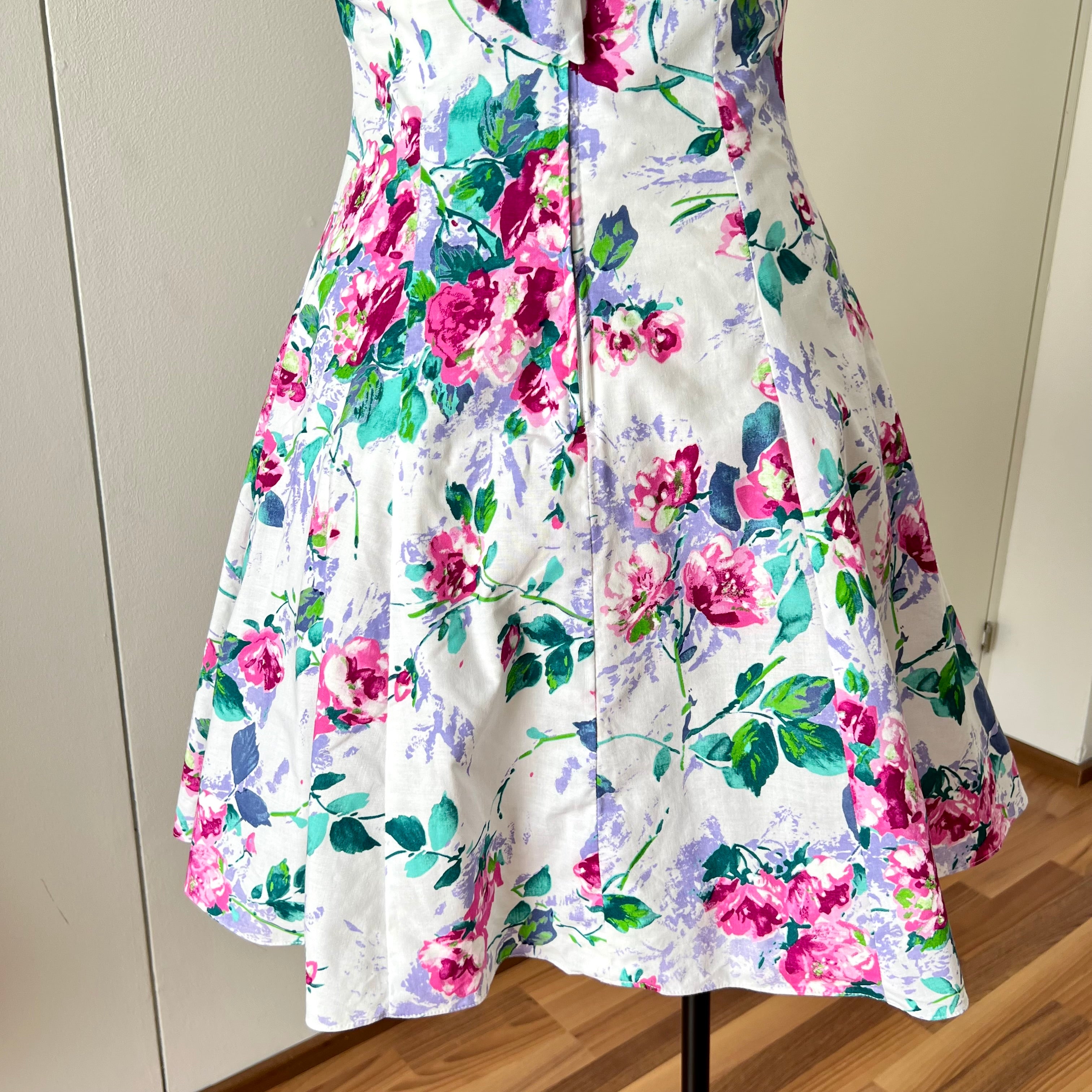 1990s STEPPIN' OUT Cotton Floral Dress-Tie Back Floral Swing Dress Rockabilly
