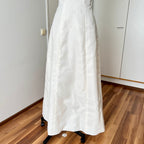1990s MON CHERI Vintage Wedding Dress-Minimalist Bridal Gown-Low Back Satin Aline Wedding Gown