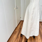 1990s MON CHERI Vintage Wedding Dress-Minimalist Bridal Gown-Low Back Satin Aline Wedding Gown
