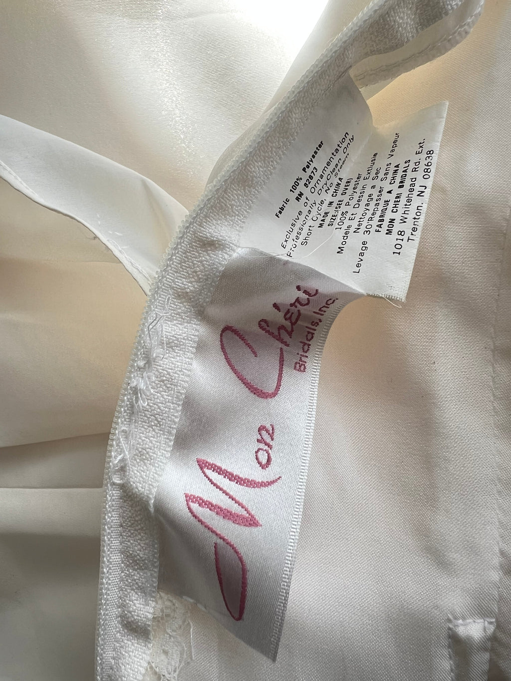 1990s MON CHERI Vintage Wedding Dress-Minimalist Bridal Gown-Low Back Satin Aline Wedding Gown