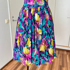 1980s RADAR Tropical Print Halter Dress-1950s Style Viscose Rockabilly Dress