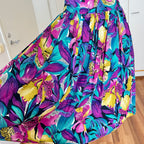 1980s RADAR Tropical Print Halter Dress-1950s Style Viscose Rockabilly Dress