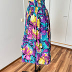 1980s RADAR Tropical Print Halter Dress-1950s Style Viscose Rockabilly Dress