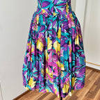 1980s RADAR Tropical Print Halter Dress-1950s Style Viscose Rockabilly Dress