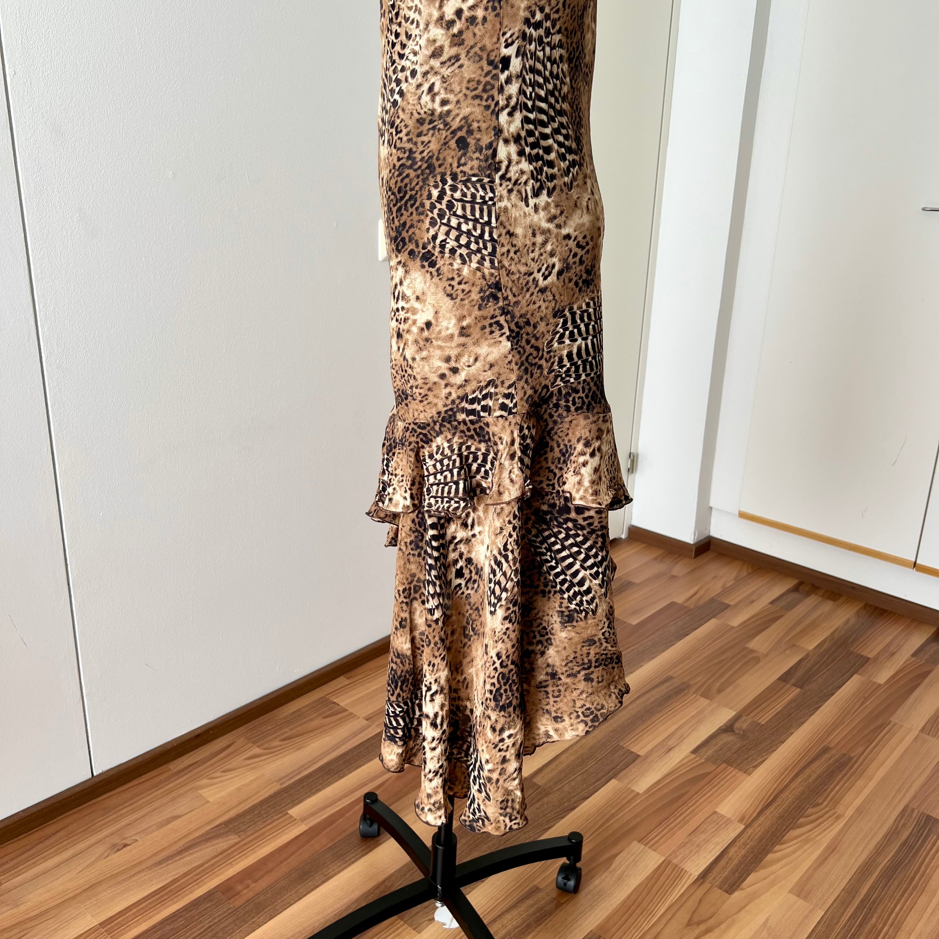 1990s Leopard Print Midi Slip Dress-Asymmetrical Hem Fairycore Dress