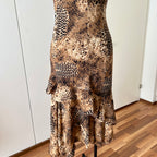1990s Leopard Print Midi Slip Dress-Asymmetrical Hem Fairycore Dress