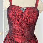 1980s RADAR Red Metallic Prom Dress-Whimsygoth Taffetta Party Dress EU 38