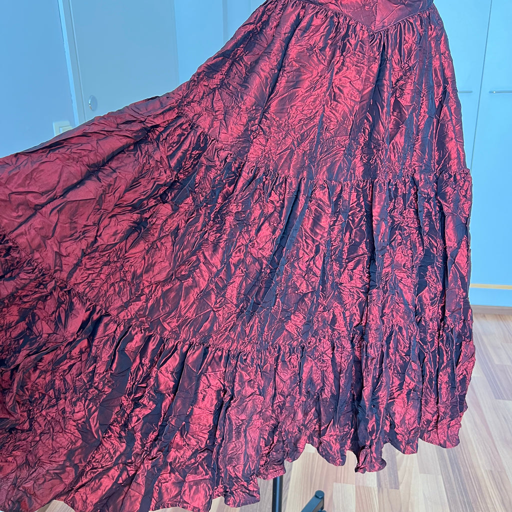 1980s RADAR Red Metallic Prom Dress-Whimsygoth Taffetta Party Dress EU 38