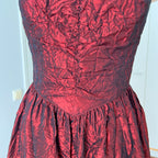 1980s RADAR Red Metallic Prom Dress-Whimsygoth Taffetta Party Dress EU 38