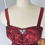 1980s RADAR Red Metallic Prom Dress-Whimsygoth Taffetta Party Dress EU 38