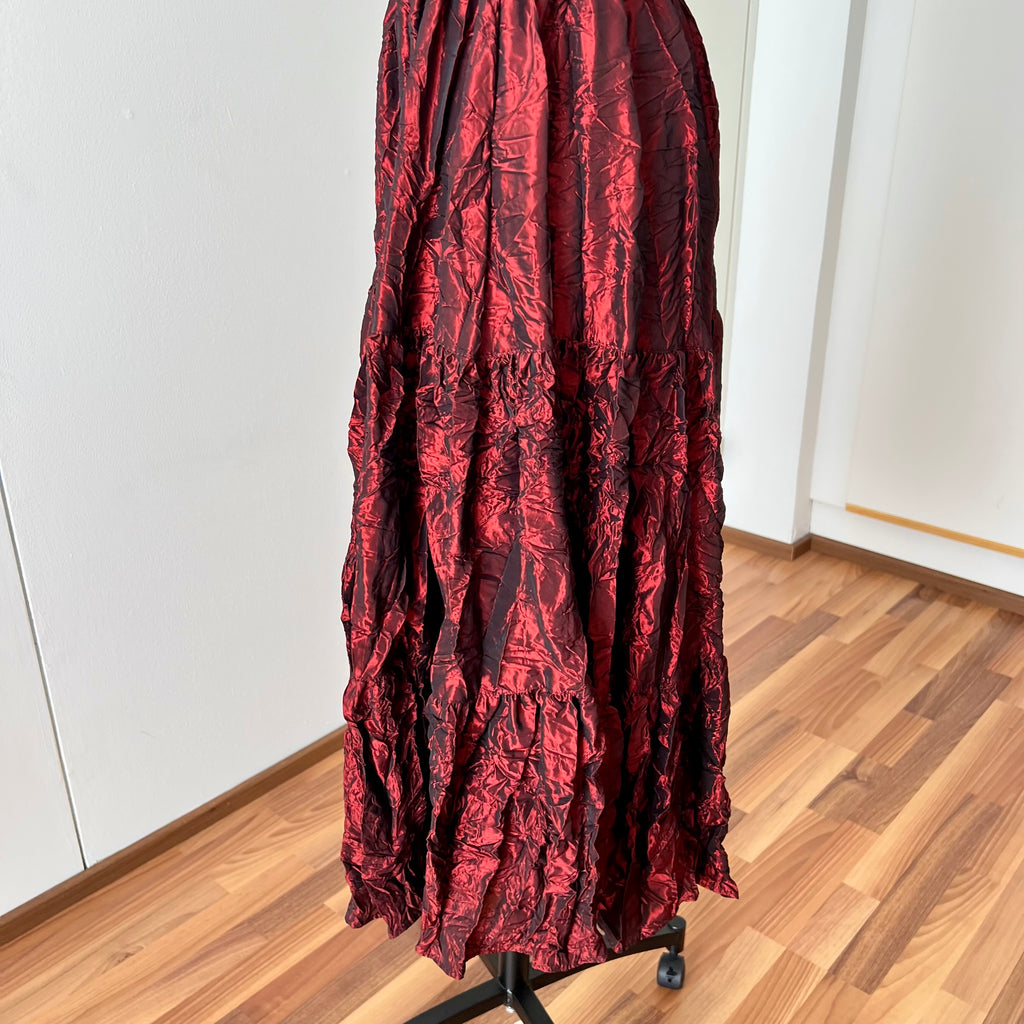 1980s RADAR Red Metallic Prom Dress-Whimsygoth Taffetta Party Dress EU 38