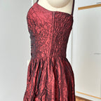 1980s RADAR Red Metallic Prom Dress-Whimsygoth Taffetta Party Dress EU 38