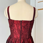 1980s RADAR Red Metallic Prom Dress-Whimsygoth Taffetta Party Dress EU 38