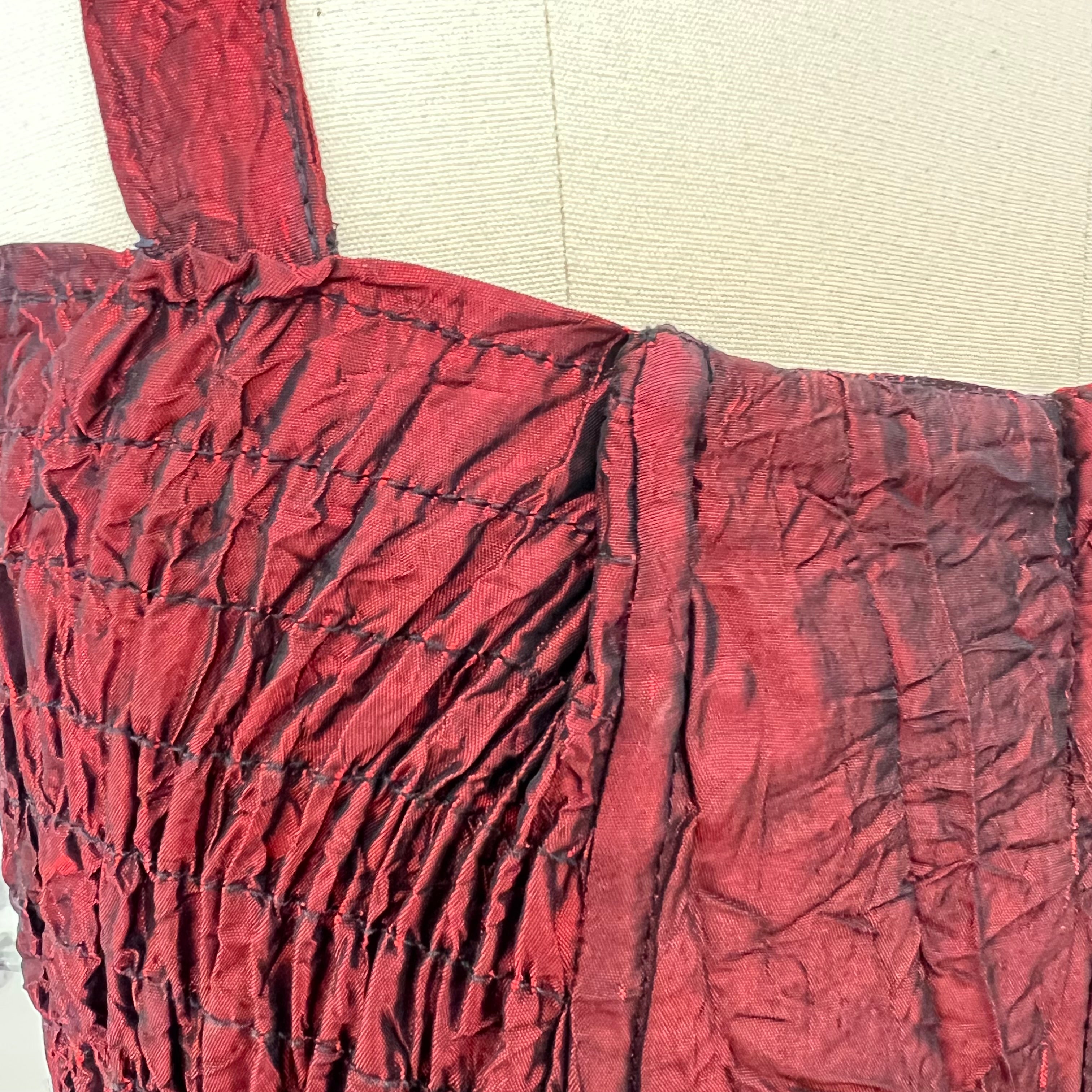 1980s RADAR Red Metallic Prom Dress-Whimsygoth Taffetta Party Dress EU 38