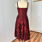 1980s RADAR Red Metallic Prom Dress-Whimsygoth Taffetta Party Dress EU 38