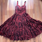 1980s RADAR Red Metallic Prom Dress-Whimsygoth Taffetta Party Dress EU 38