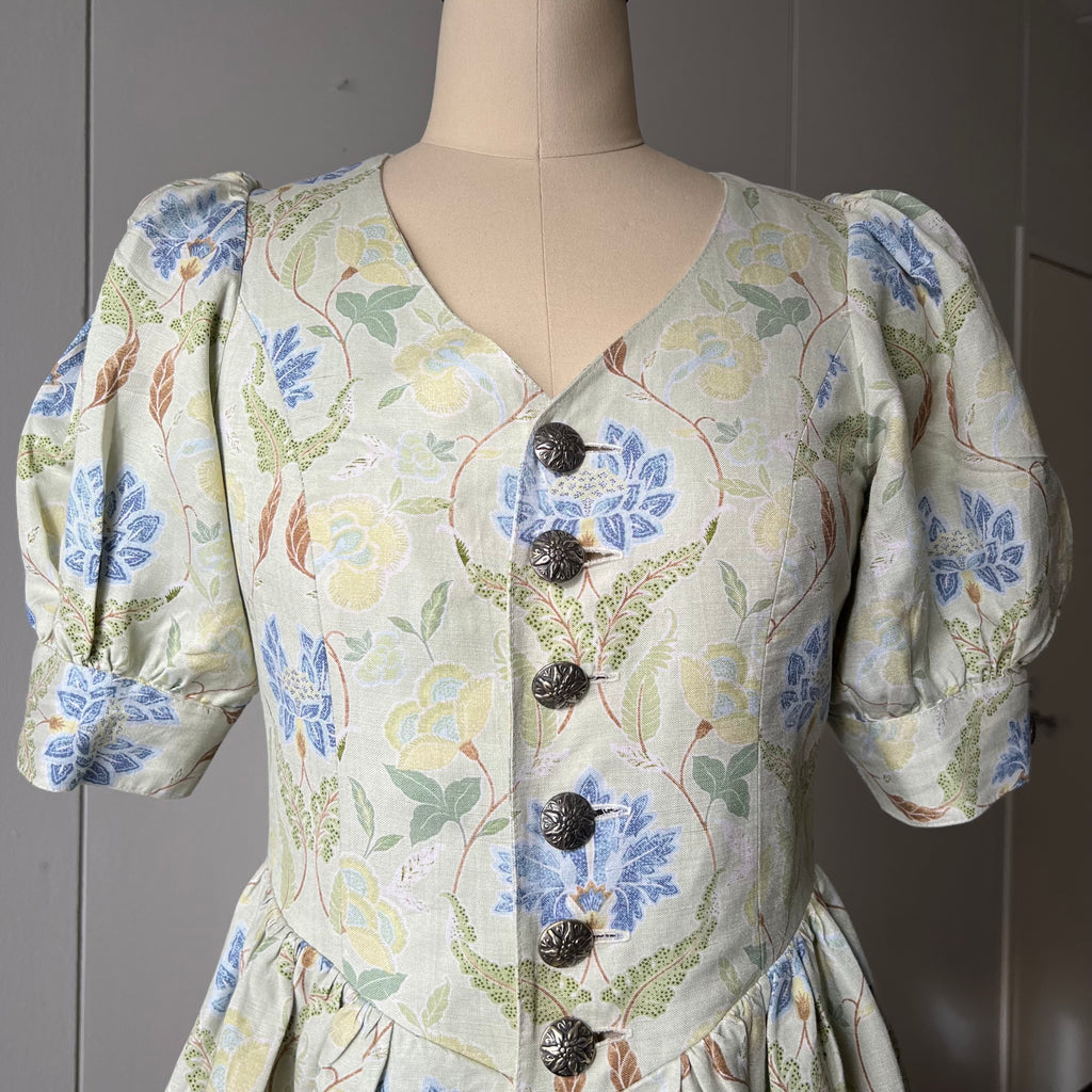 The Sofia Floral Linen Cotton Midi Dress