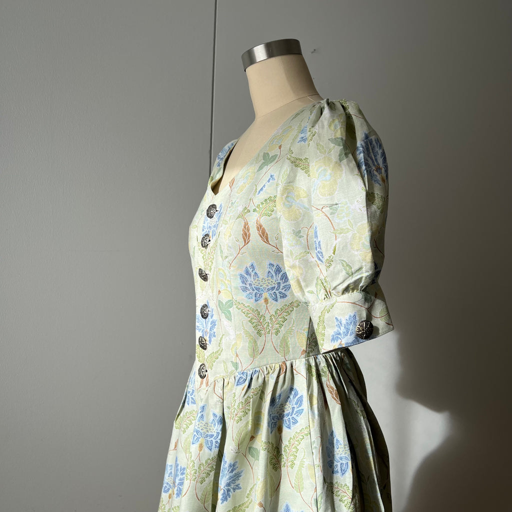 The Sofia Floral Linen Cotton Midi Dress