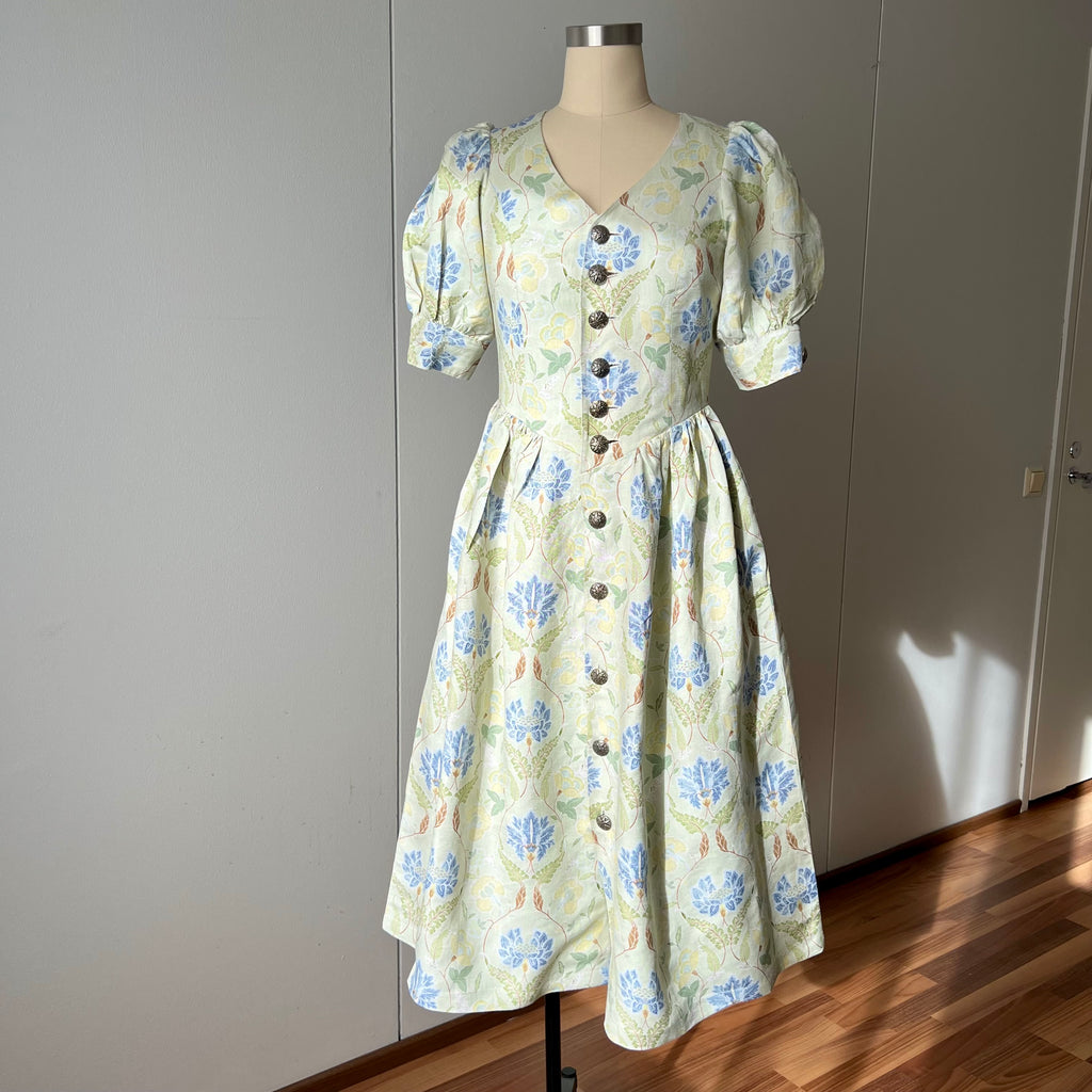 The Sofia Floral Linen Cotton Midi Dress