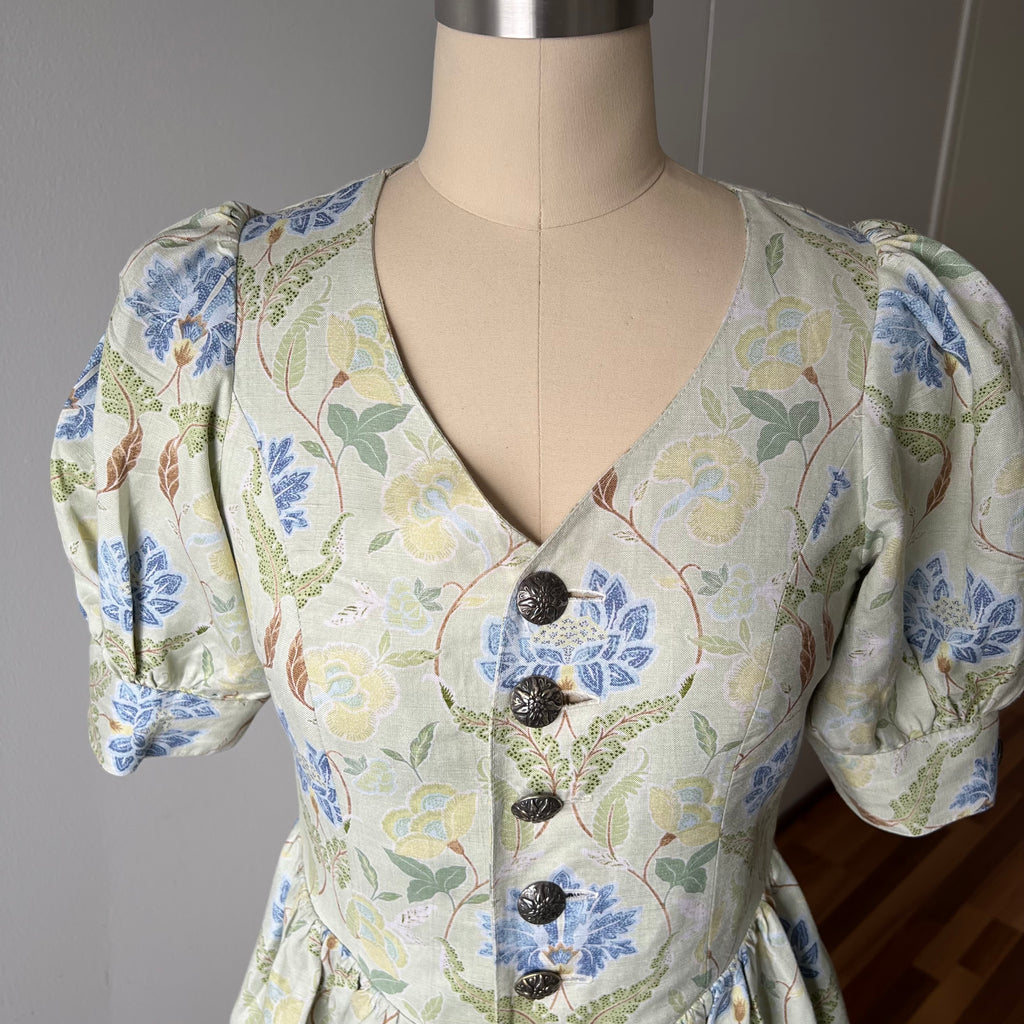 The Sofia Floral Linen Cotton Midi Dress