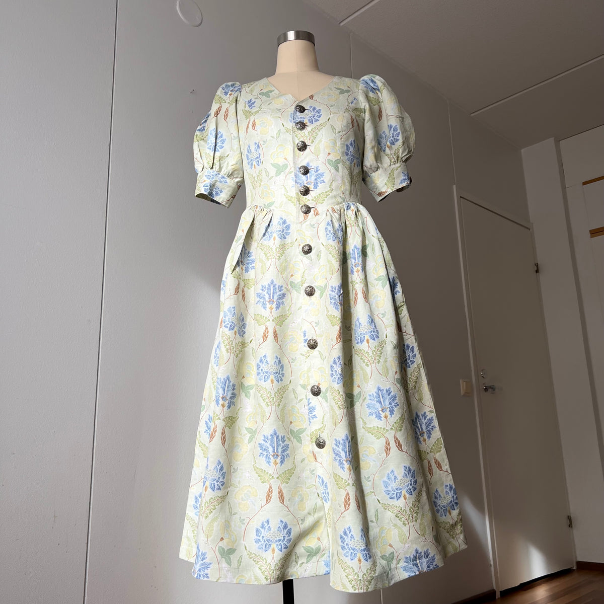 The Sofia Floral Linen Cotton Midi Dress
