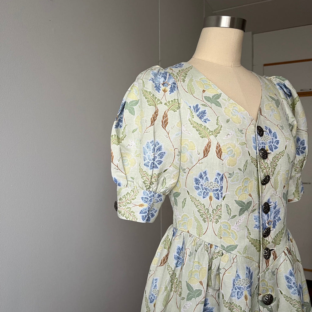 The Sofia Floral Linen Cotton Midi Dress