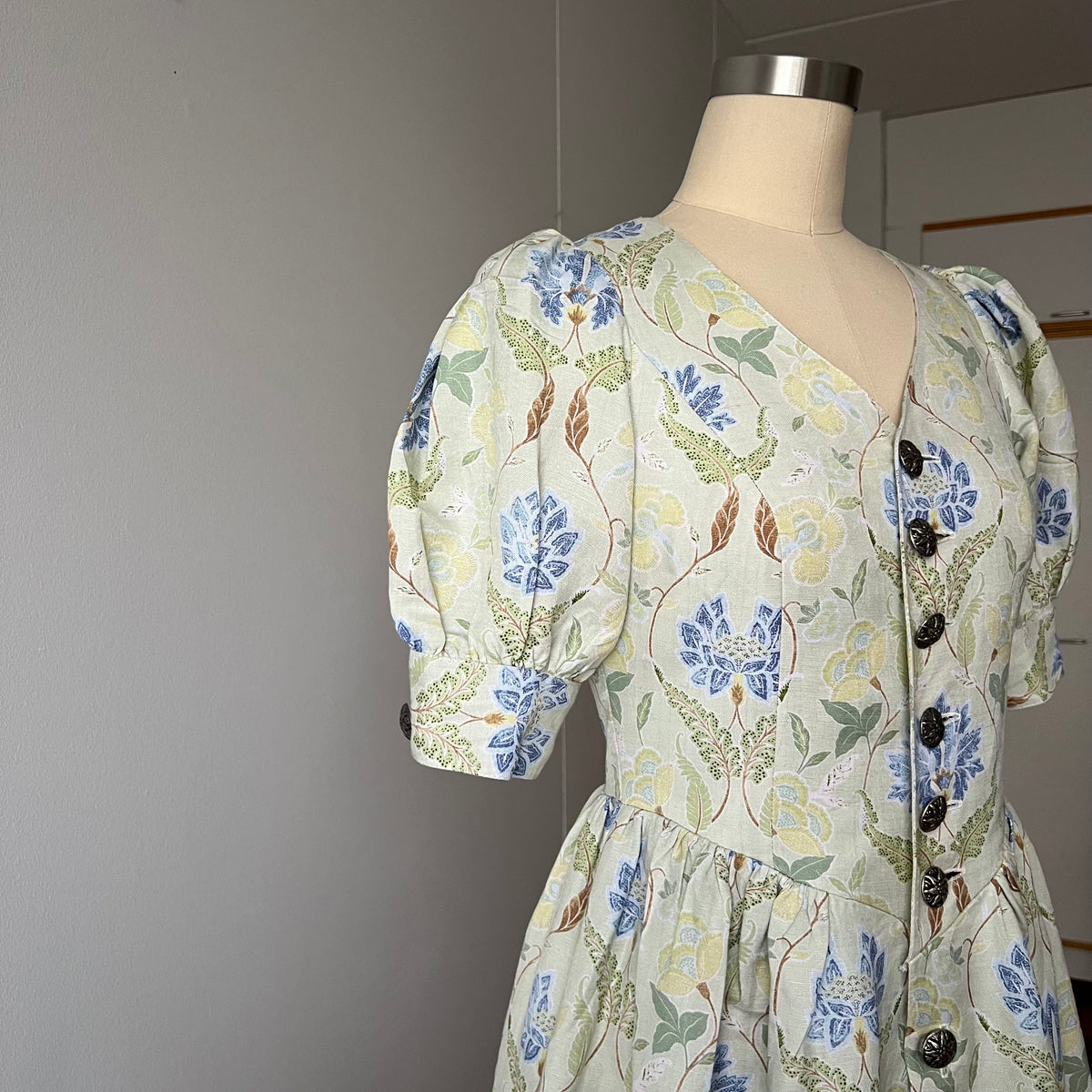 The Sofia Floral Linen Cotton Midi Dress