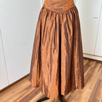 1980s JOHN CHARLES Metallic Gown-Off Shoulder Basque Waist Cocktail Dress