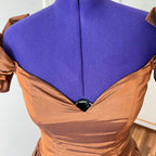 1980s JOHN CHARLES Metallic Gown-Off Shoulder Basque Waist Cocktail Dress