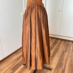 1980s JOHN CHARLES Metallic Gown-Off Shoulder Basque Waist Cocktail Dress
