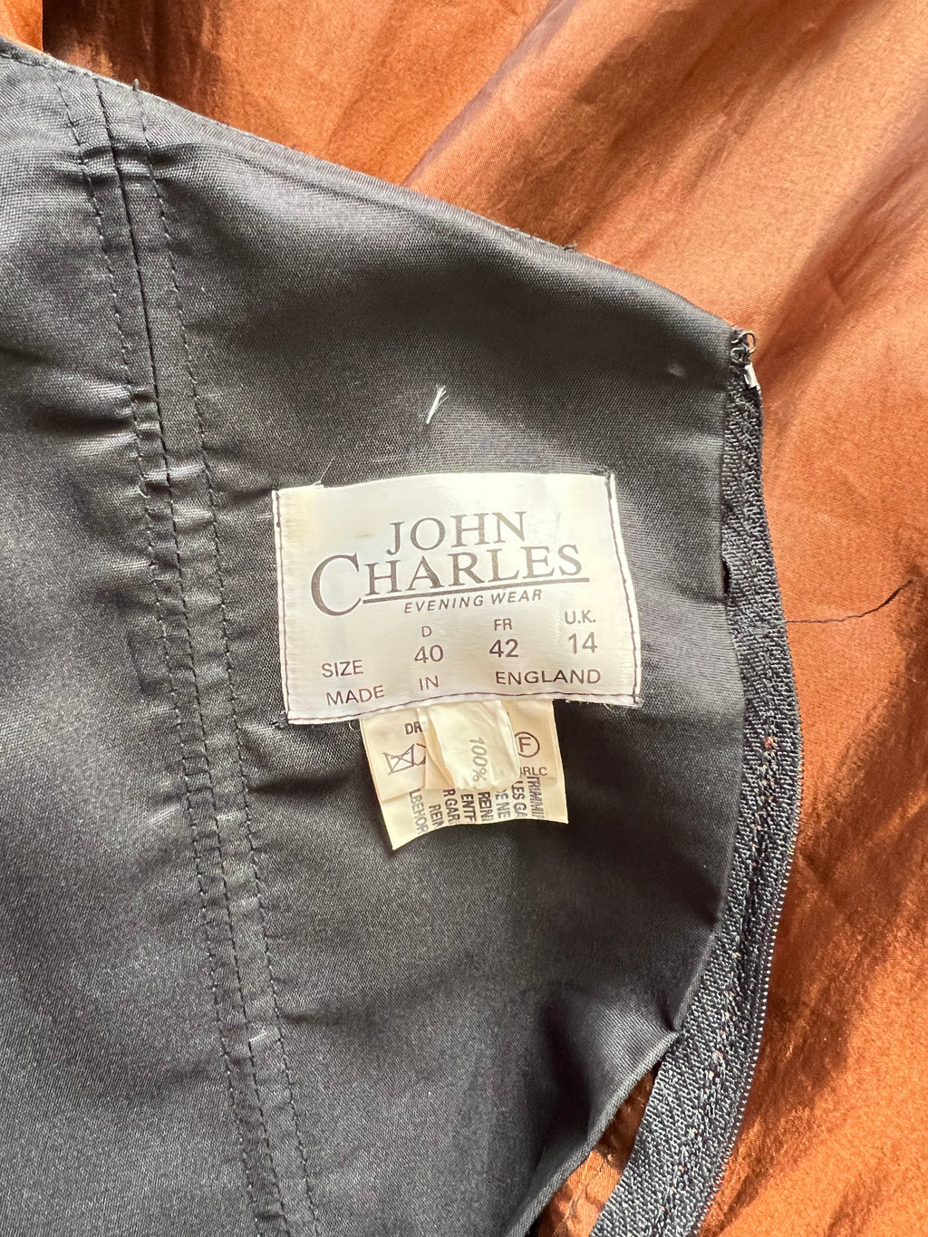 1980s JOHN CHARLES Metallic Gown-Off Shoulder Basque Waist Cocktail Dress