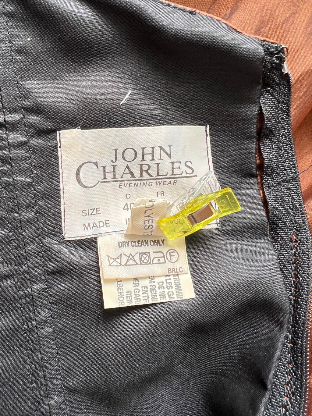 1980s JOHN CHARLES Metallic Gown-Off Shoulder Basque Waist Cocktail Dress