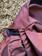 1980s JOHN CHARLES Metallic Gown-Off Shoulder Basque Waist Cocktail Dress
