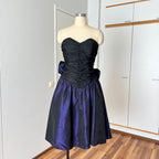 1980s YESSICA Taffeta Prom Party Dress-Strapless Ruched Cocktail Evening Dress EU 36
