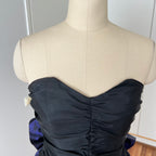 1980s YESSICA Taffeta Prom Party Dress-Strapless Ruched Cocktail Evening Dress EU 36