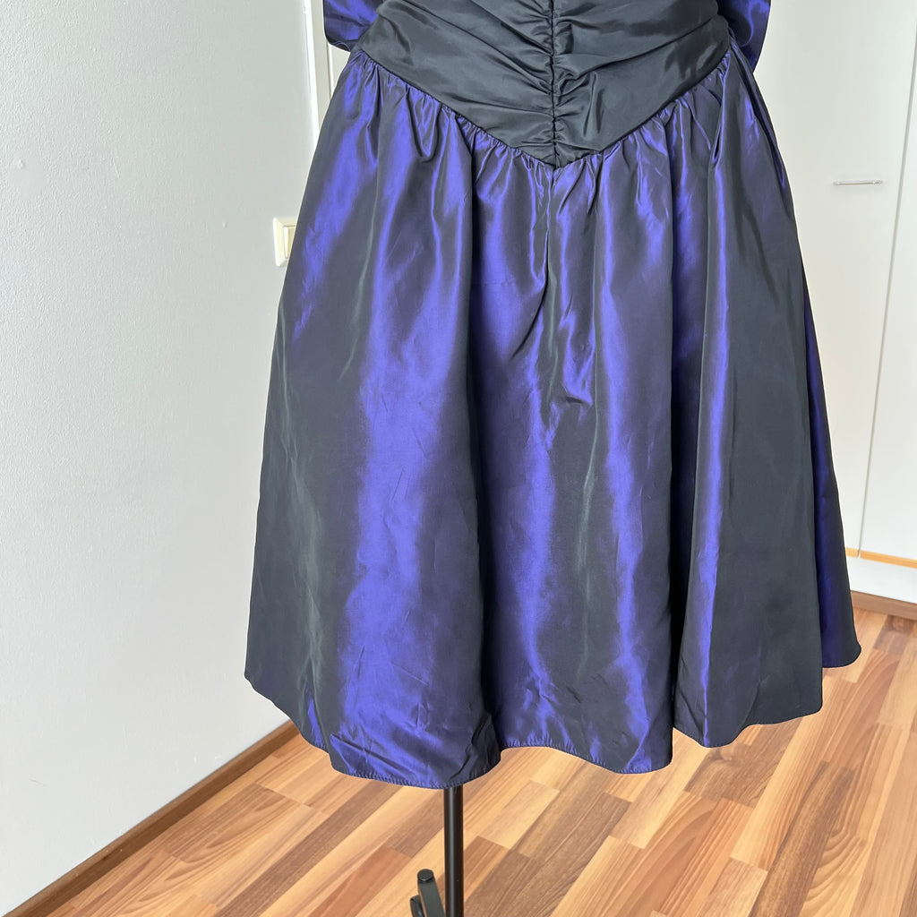 1980s YESSICA Taffeta Prom Party Dress-Strapless Ruched Cocktail Evening Dress EU 36