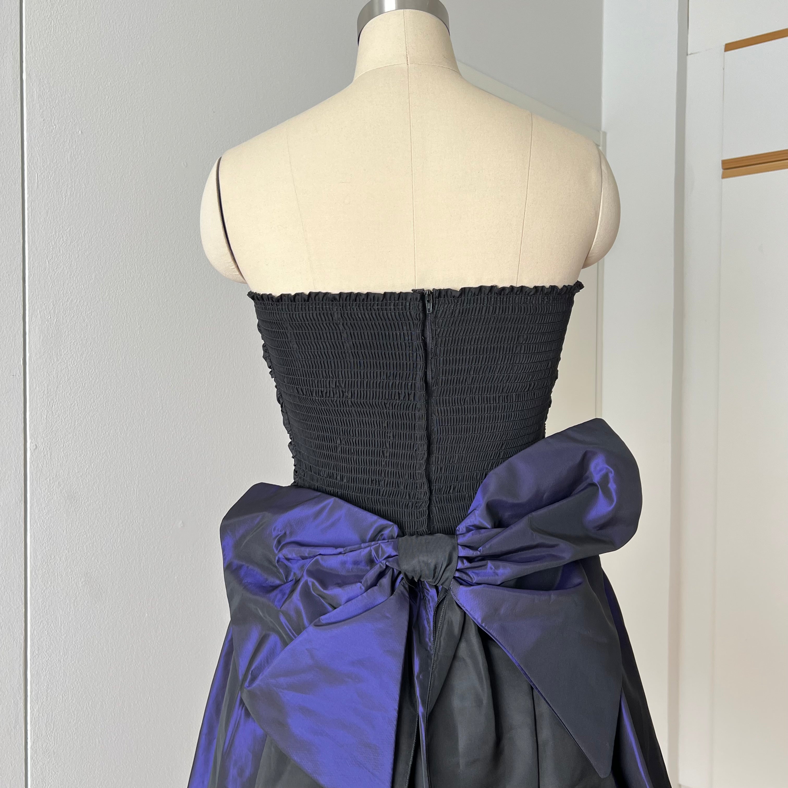 1980s YESSICA Taffeta Prom Party Dress-Strapless Ruched Cocktail Evening Dress EU 36
