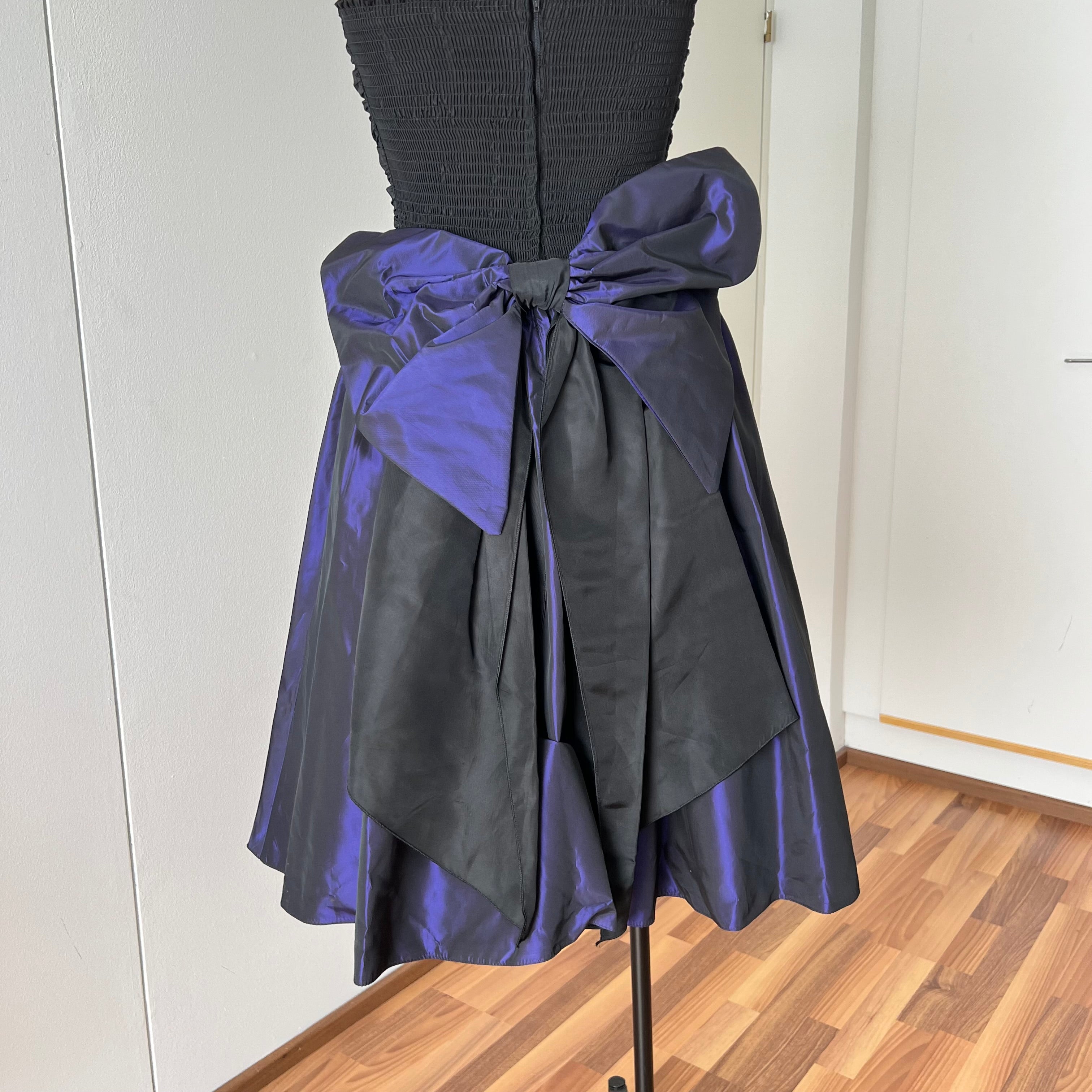 1980s YESSICA Taffeta Prom Party Dress-Strapless Ruched Cocktail Evening Dress EU 36