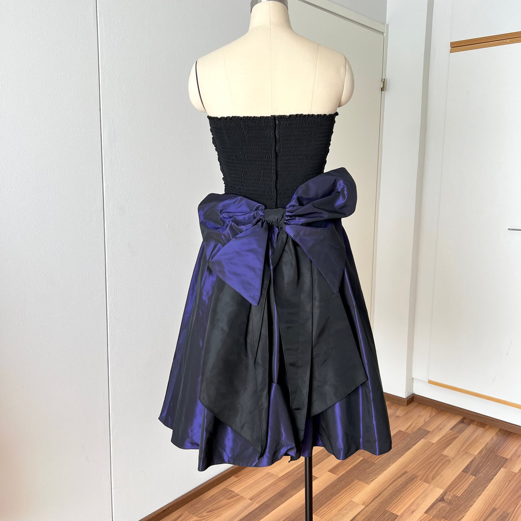 1980s YESSICA Taffeta Prom Party Dress-Strapless Ruched Cocktail Evening Dress EU 36