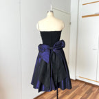 1980s YESSICA Taffeta Prom Party Dress-Strapless Ruched Cocktail Evening Dress EU 36