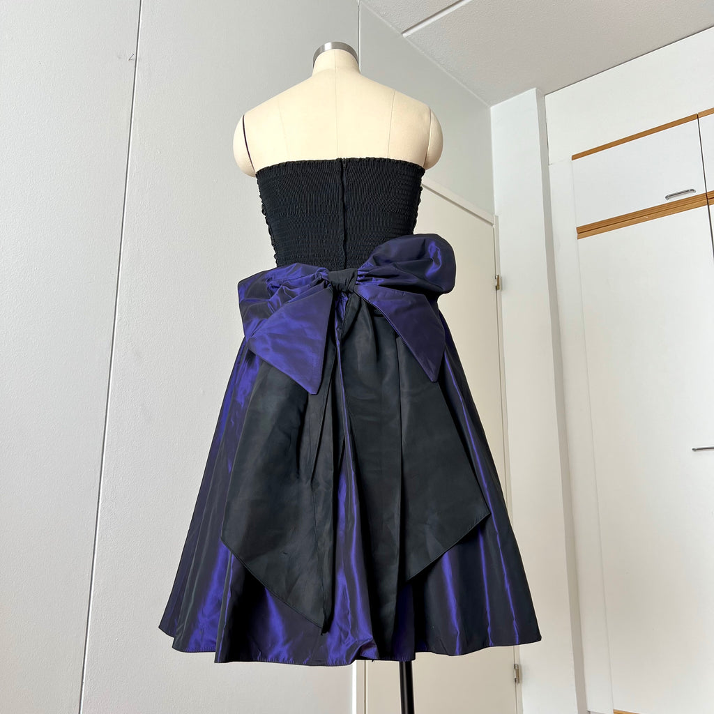 1980s YESSICA Taffeta Prom Party Dress-Strapless Ruched Cocktail Evening Dress EU 36