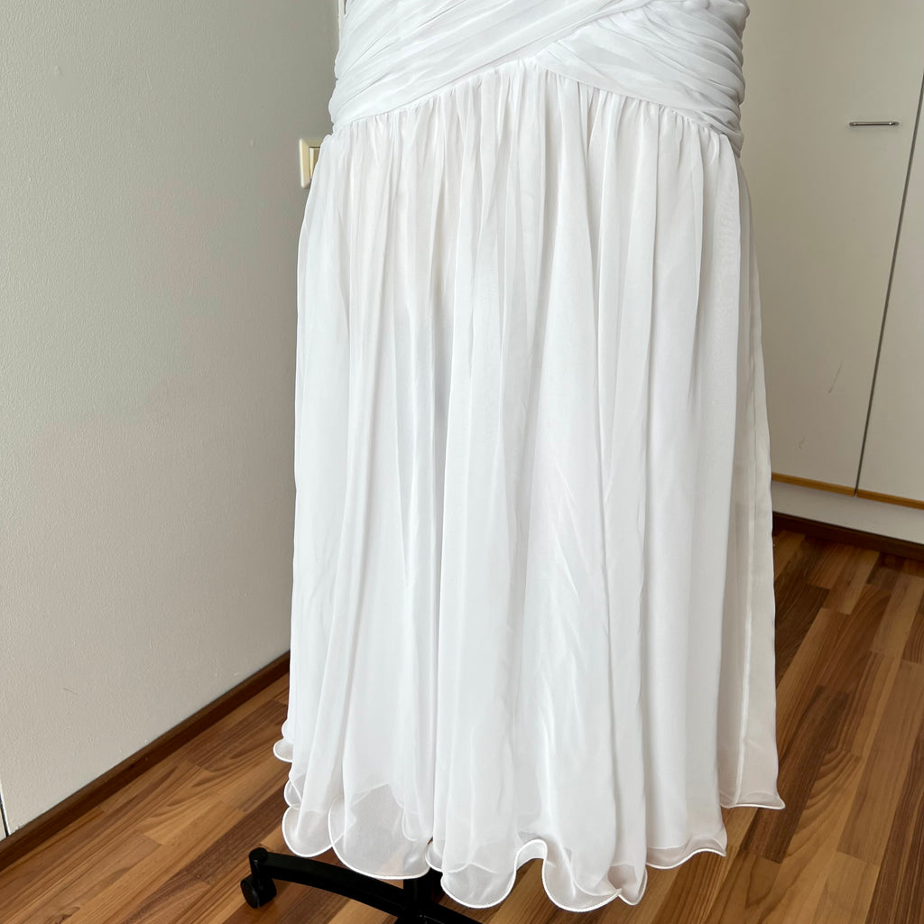80s JOHN CHARLES Vintage Wedding Dress-Drop Waist Minimalist Bridal Gown