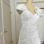 80s JOHN CHARLES Vintage Wedding Dress-Drop Waist Minimalist Bridal Gown