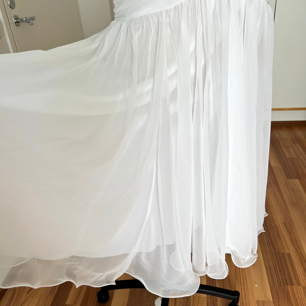 80s JOHN CHARLES Vintage Wedding Dress-Drop Waist Minimalist Bridal Gown