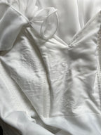 80s JOHN CHARLES Vintage Wedding Dress-Drop Waist Minimalist Bridal Gown