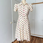 1970s Floral Two Piece Skirt Set-70s Dagger Collar Puff Sleeves Blouse & Pleated Skirt Co-ord