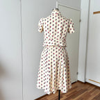 1970s Floral Two Piece Skirt Set-70s Dagger Collar Puff Sleeves Blouse & Pleated Skirt Co-ord