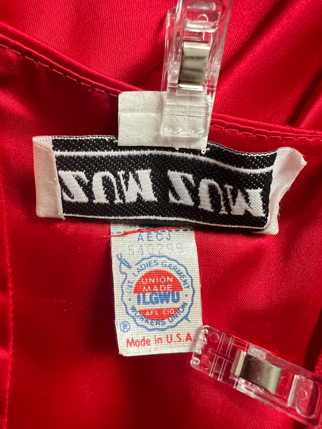 1980s ILGWU Red Prom Party Dress-One Shoulder Tiered Ruffle Dress