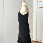 Y2K Black Ruched Formal Gown-90s BARI JAY Rhinestone Maxi Dress